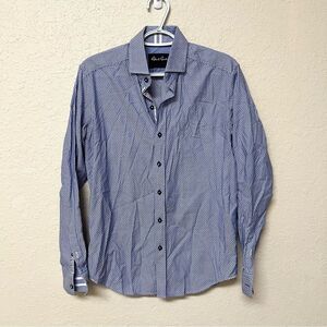 Robert Graham Long Sleeve Tailored Fit Button Up Shirt Blue Print Size S